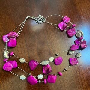 Pink and Silver Multi-Strand Necklace